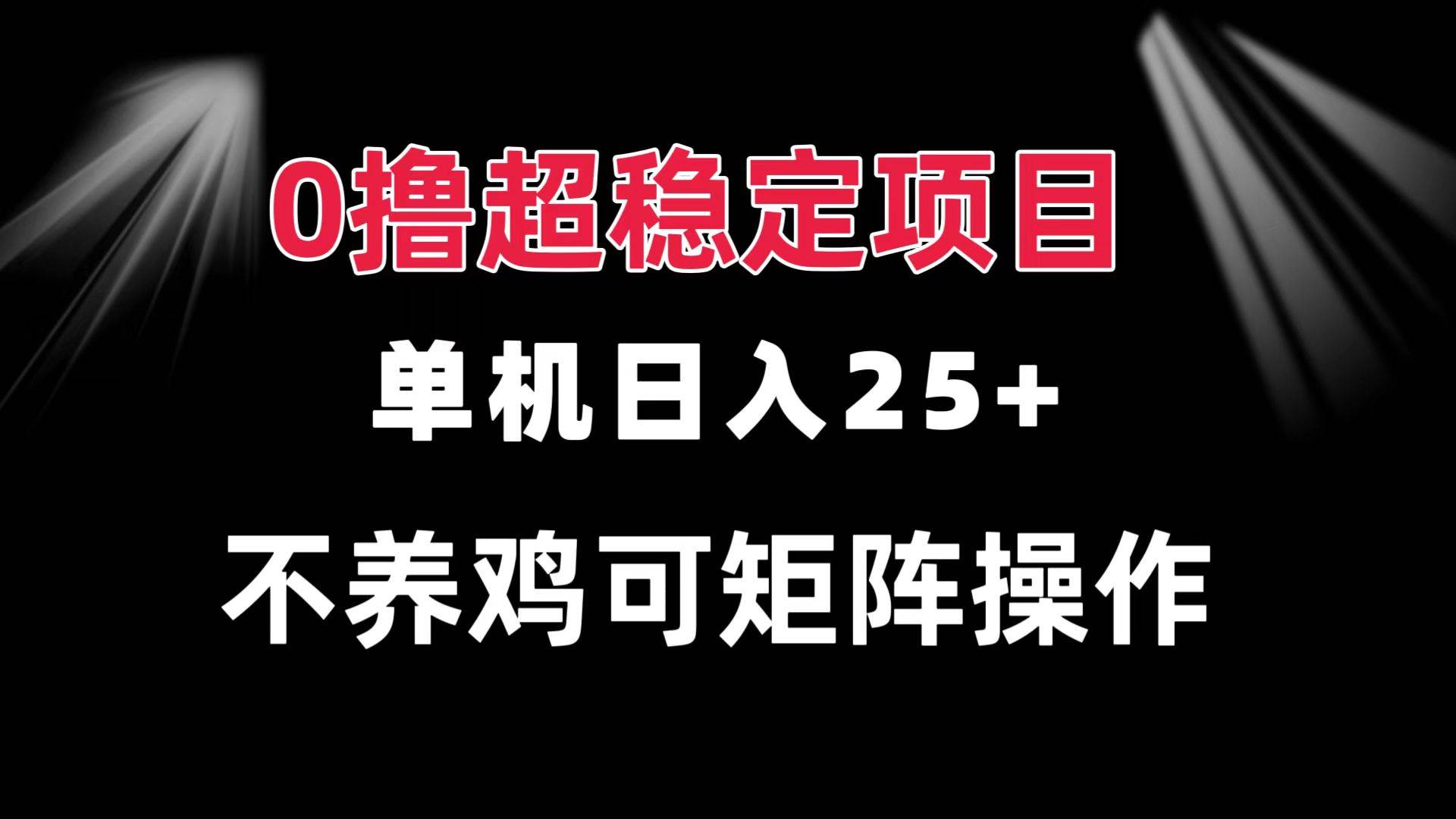 （13355期）0撸项目 单机日入25+ 可批量操作 无需养鸡 长期稳定 做了就有-皓哥创业笔记