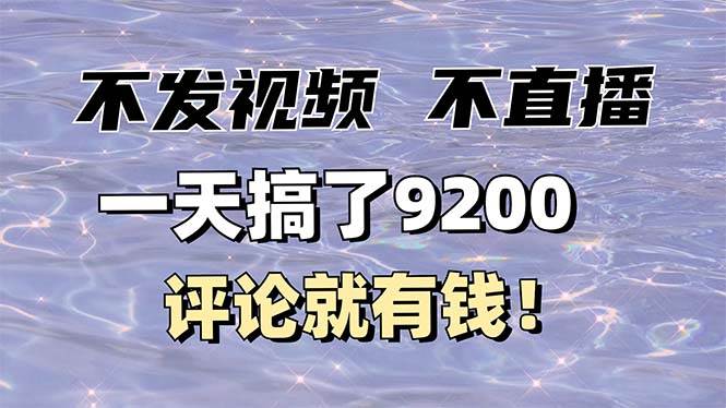 (14018期)不发作品不直播,评论就有钱,一条最高10块,一天搞了9200-皓哥创业笔记