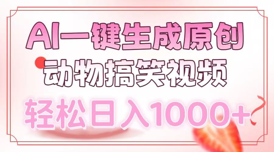 (13884期)AI一键生成原创动物搞笑视频,轻松日入1000+-皓哥创业笔记