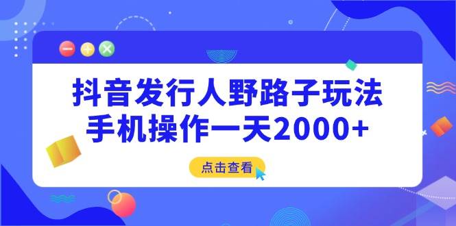 （14319期）抖音发行人野路子玩法，手机操作一天2000+-皓哥创业笔记