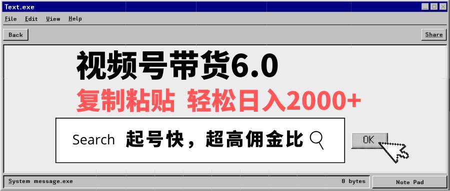 （14325期）视频号带货6.0，轻松日入2000+，起号快，复制粘贴即可，超高佣金比-皓哥创业笔记