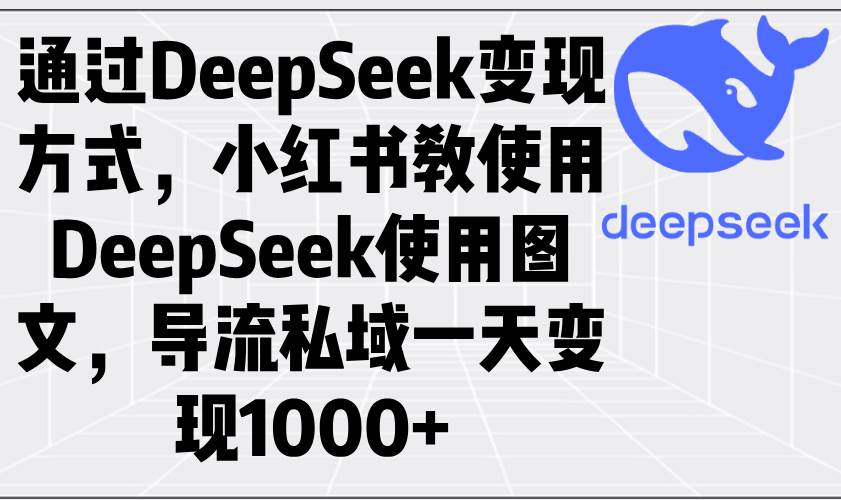（14179期）通过DeepSeek变现方式，小红书教使用DeepSeek图文，导流私域一天变现1000+-皓哥创业笔记