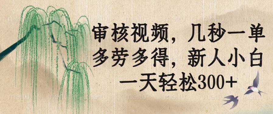 （14203期）审核视频，几秒一单，多劳多得，新人小白一天轻松300+-皓哥创业笔记