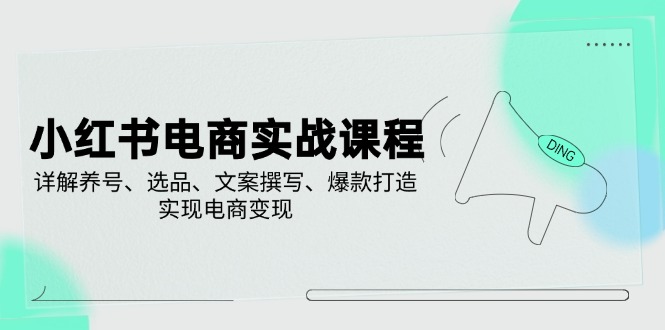 （14549期）小红书电商实战课程，详解养号、选品、文案撰写、爆款打造，实现电商变现-网亿资源平台