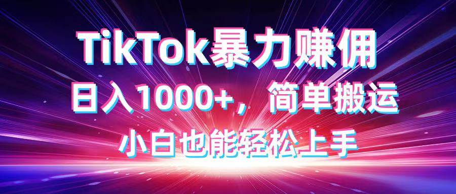 （14402期）TikTok搬运暴力赚佣，日入1000+，简单搬运，小白也能轻松上手-网亿资源平台