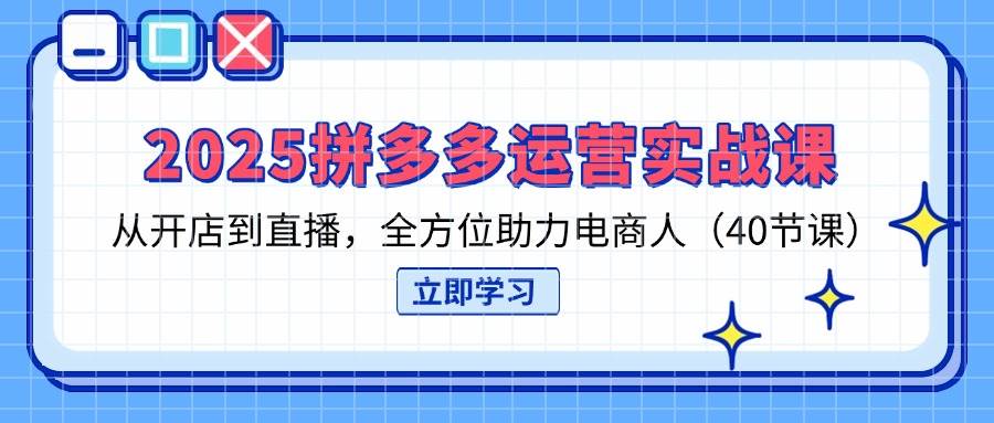 （14259期）2025拼多多运营实战课，从开店到直播，全方位助力电商人（40节课）-网亿资源平台