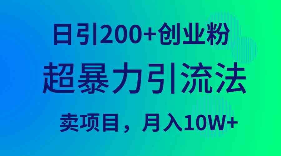 （9654期）超暴力引流法，日引200+创业粉，卖项目月入10W+-邪修侠 - 演示