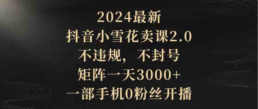 (9639期)2024最新抖音小雪花卖课2.0 不违规 不封号 矩阵一天3000+一部手机0粉丝开播-邪修侠