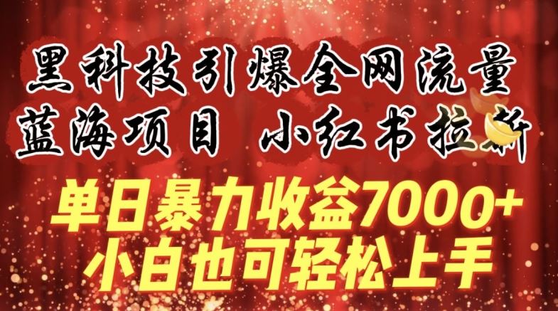 蓝海项目!黑科技引爆全网流量小红书拉新，单日暴力收益7000+，小白也能轻松上手【揭秘】-网亿资源平台