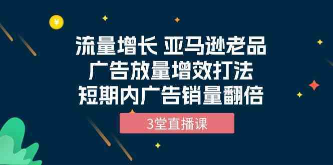 流量增长 亚马逊老品广告放量增效打法，短期内广告销量翻倍（3堂直播课）-皓哥创业笔记