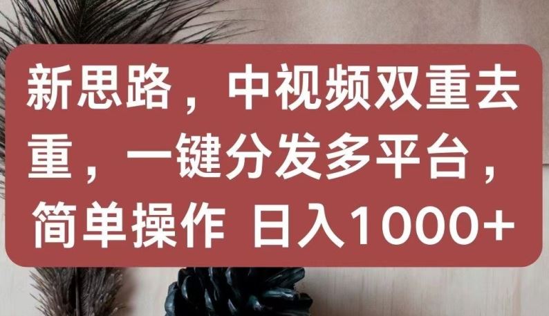 新思路，中视频双重去重，一键分发多平台，简单操作，日入1000+【揭秘】-网亿资源平台