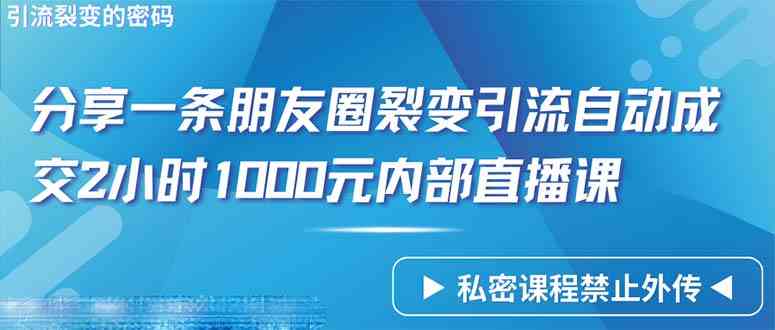 （9850期）仅靠分享一条朋友圈裂变引流自动成交2小时1000内部直播课程-邪修侠 - 演示