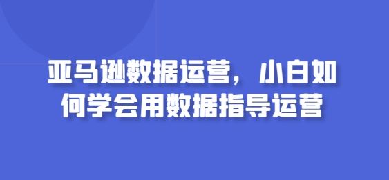 亚马逊数据运营，小白如何学会用数据指导运营-网亿资源平台