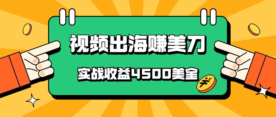 国内爆款视频出海赚美刀，实战收益4500美金，批量无脑搬运，无需经验直接上手-皓哥创业笔记
