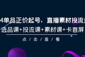 (9718期)2024单品正价起号,直播素材投流选品,选品课+投流课+素材课+卡首屏-101节-邪修侠 - 演示