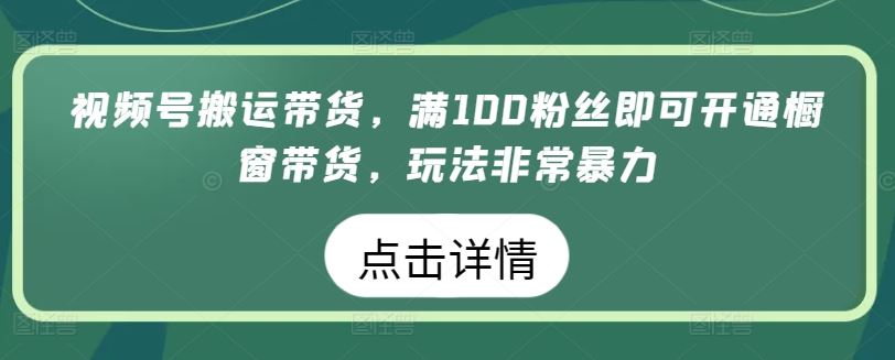 视频号搬运带货,满100粉丝即可开通橱窗带货,玩法非常暴力【揭秘】-邪修侠 - 演示