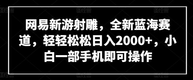 网易新游射雕，全新蓝海赛道，轻轻松松日入2000+，小白一部手机即可操作【揭秘】-网亿资源平台