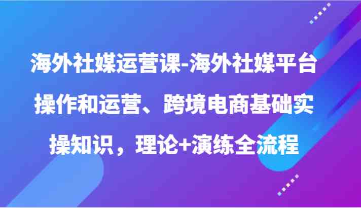 海外社媒运营课-海外社媒平台操作和运营、跨境电商基础实操知识，理论+演练全流程-皓哥创业笔记