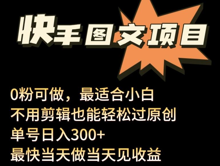 24年最新快手图文带货项目,零粉可做,不用剪辑轻松过原创单号轻松日入300+【揭秘】-邪修侠