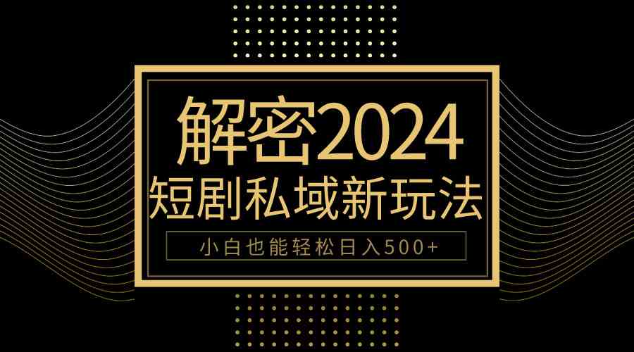(9951期)10分钟教会你2024玩转短剧私域变现,小白也能轻松日入500+-邪修侠