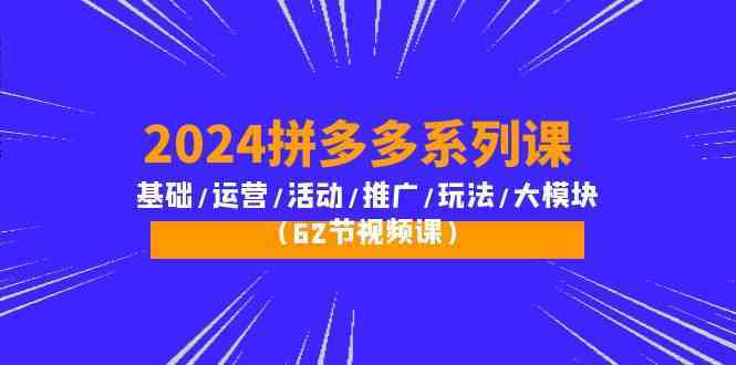 2024拼多多系列课：基础/运营/活动/推广/玩法/大模块（62节视频课）-皓哥创业笔记