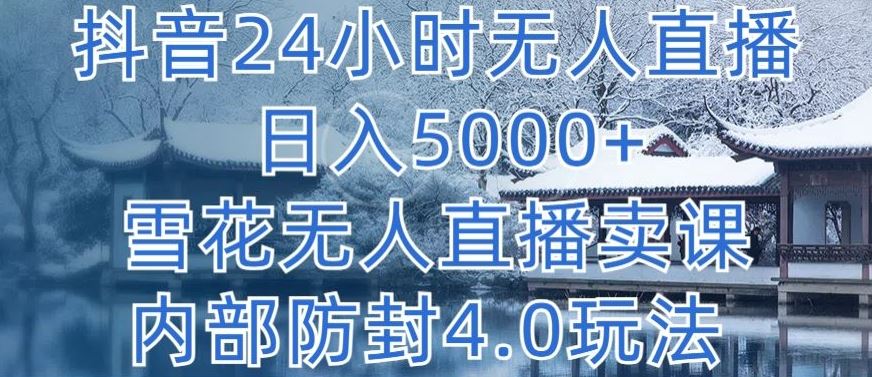 抖音24小时无人直播 日入5000+，雪花无人直播卖课，内部防封4.0玩法【揭秘】-网亿资源平台