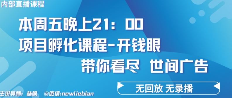 4.26日内部回放课程《项目孵化-开钱眼》赚钱的底层逻辑【揭秘】-网亿资源平台