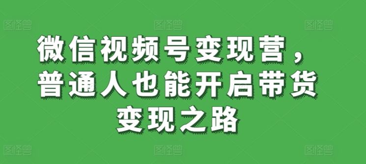 微信视频号变现营,普通人也能开启带货变现之路-邪修侠