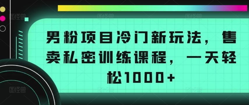 男粉项目冷门新玩法，售卖私密训练课程，一天轻松1000+【揭秘】-网亿资源平台