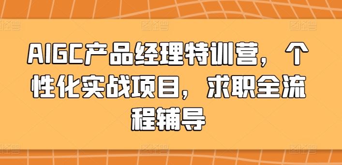 AIGC产品经理特训营，个性化实战项目，求职全流程辅导-网亿资源平台