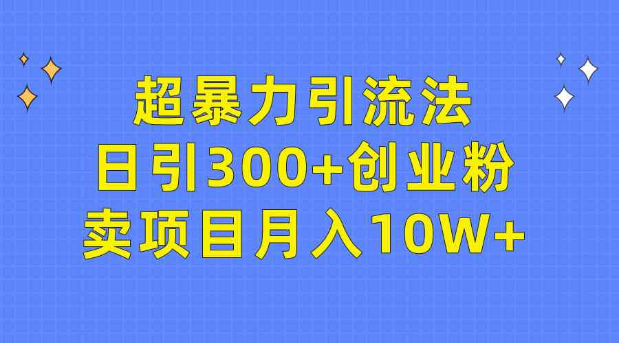 (9954期)超暴力引流法,日引300+创业粉,卖项目月入10W+-邪修侠