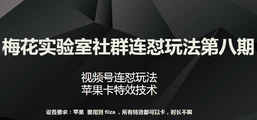 梅花实验室社群连怼玩法第八期，视频号连怼玩法 苹果卡特效技术【揭秘】-网亿资源平台