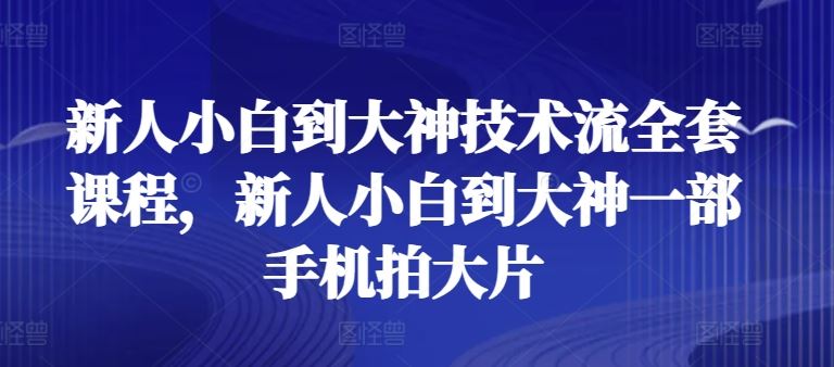 新人小白到大神技术流全套课程，新人小白到大神一部手机拍大片-网亿资源平台