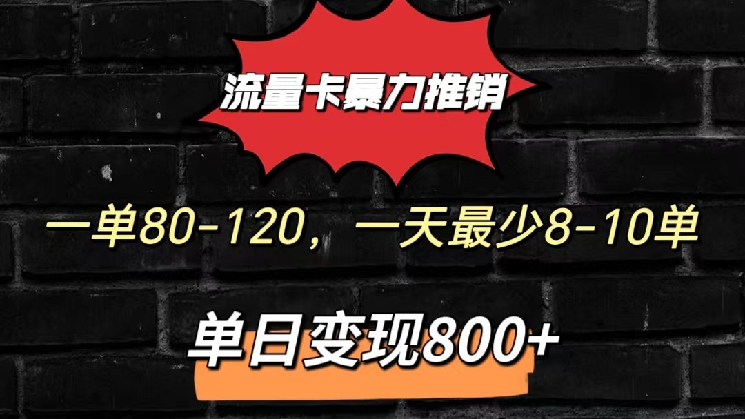 流量卡暴力推销模式一单80-170元一天至少10单，单日变现800元-网亿资源平台