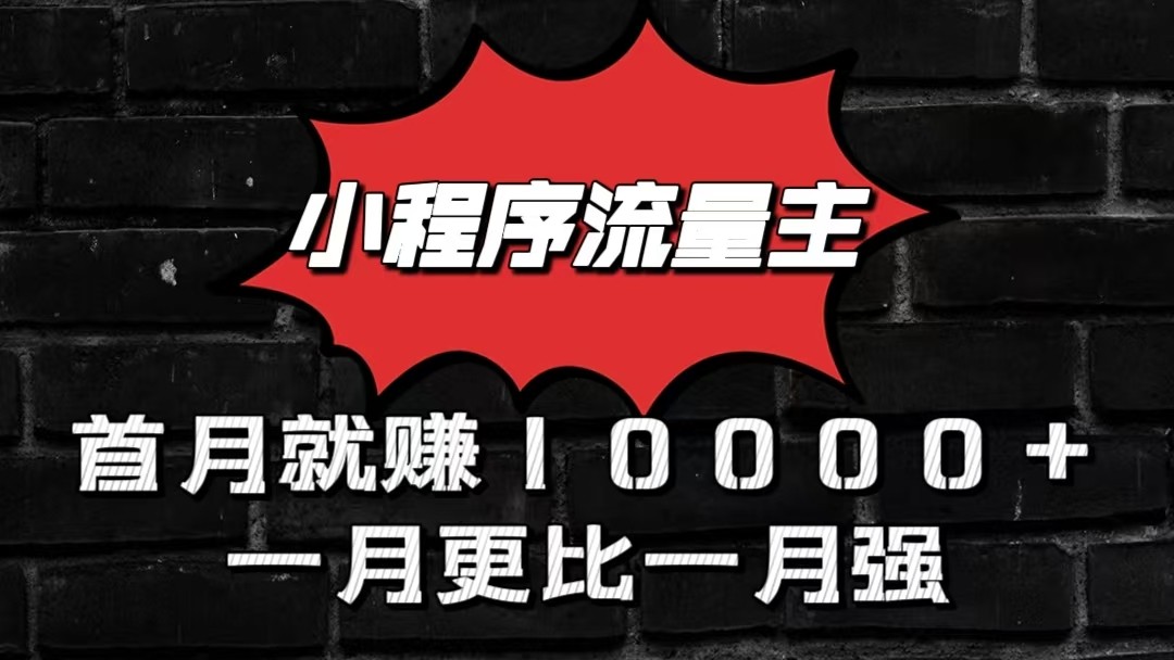 小程序流量主首月就赚10000+，一月更比一月强！小本创业首选-网亿资源平台