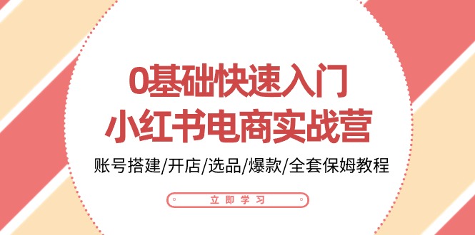 0基础快速入门小红书电商实战营：账号搭建/开店/选品/爆款/全套保姆教程-网亿资源平台