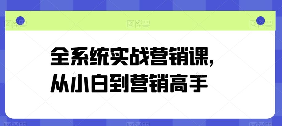 全系统实战营销课，从小白到营销高手-网亿资源平台