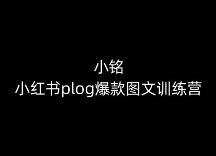 小铭-小红书plog爆款图文训练营，教你从0-1做小红书-网亿资源平台