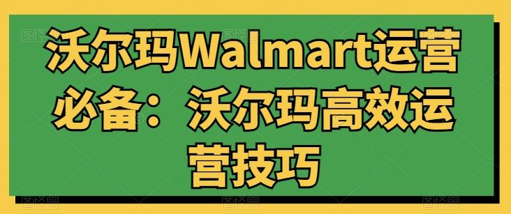 沃尔玛Walmart运营必备：沃尔玛高效运营技巧-网亿资源平台