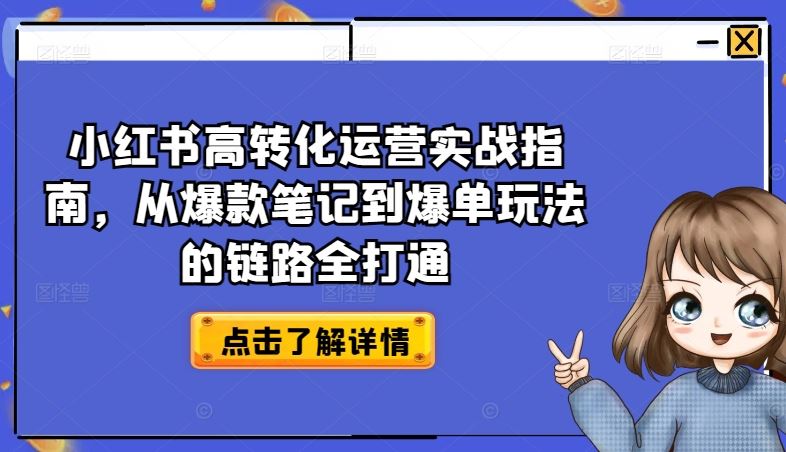 小红书高转化运营实战指南，从爆款笔记到爆单玩法的链路全打通-网亿资源平台
