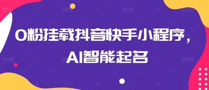 0粉挂载抖音快手小程序，AI智能起名-网亿资源平台