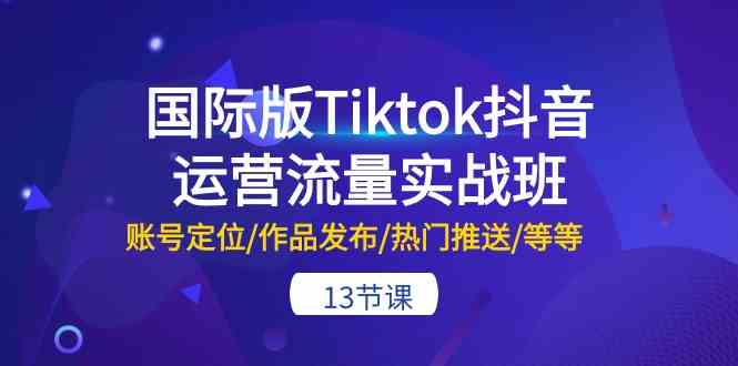 国际版Tiktok抖音运营流量实战班：账号定位/作品发布/热门推送/等等（13节）-网亿资源平台