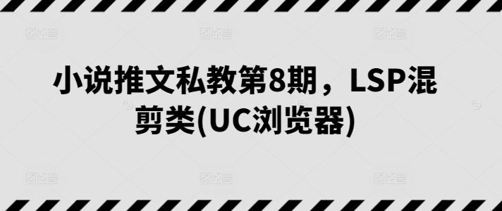 小说推文私教第8期，LSP混剪类(UC浏览器)-网亿资源平台