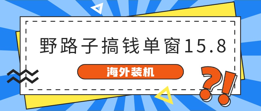 海外装机，野路子搞钱，单窗口15.8，亲测已变现10000+-网亿资源平台