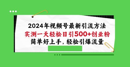 2024年视频号最新引流方法，实测一天轻松日引100+创业粉，简单好上手，轻松引爆流量【揭秘】-网亿资源平台