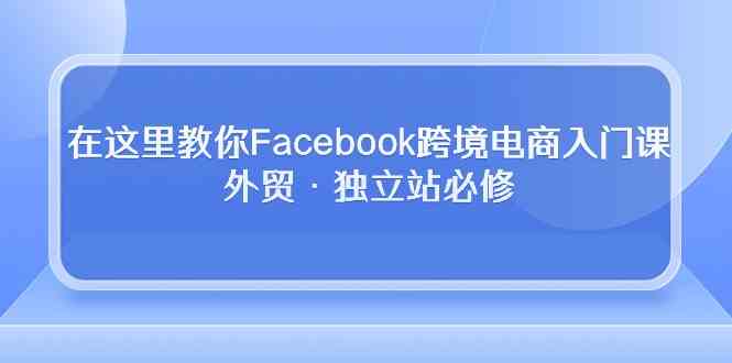 在这里教你Facebook跨境电商入门课，外贸·独立站必修（19节课）-皓哥创业笔记