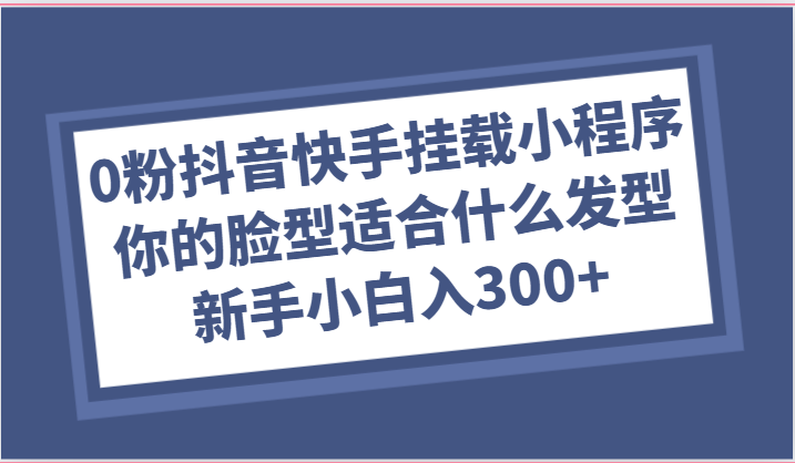 0粉抖音快手挂载小程序，你的脸型适合什么发型玩法，新手小白日入300+-网亿资源平台