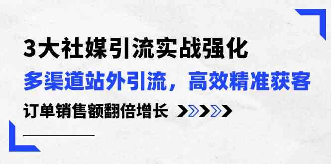 3大社媒引流实操强化，多渠道站外引流/高效精准获客/订单销售额翻倍增长-网亿资源平台