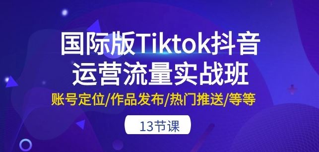 国际版Tiktok抖音运营流量实战班：账号定位/作品发布/热门推送/等等-13节-网亿资源平台