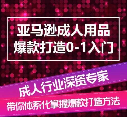 亚马逊成人用品爆款打造0-1入门，系统化讲解亚马逊成人用品爆款打造的流程-网亿资源平台